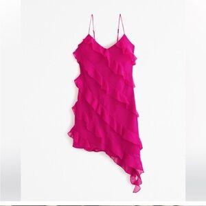 Abercrombie & Fitch Vibrant Pink Ruffled Dress